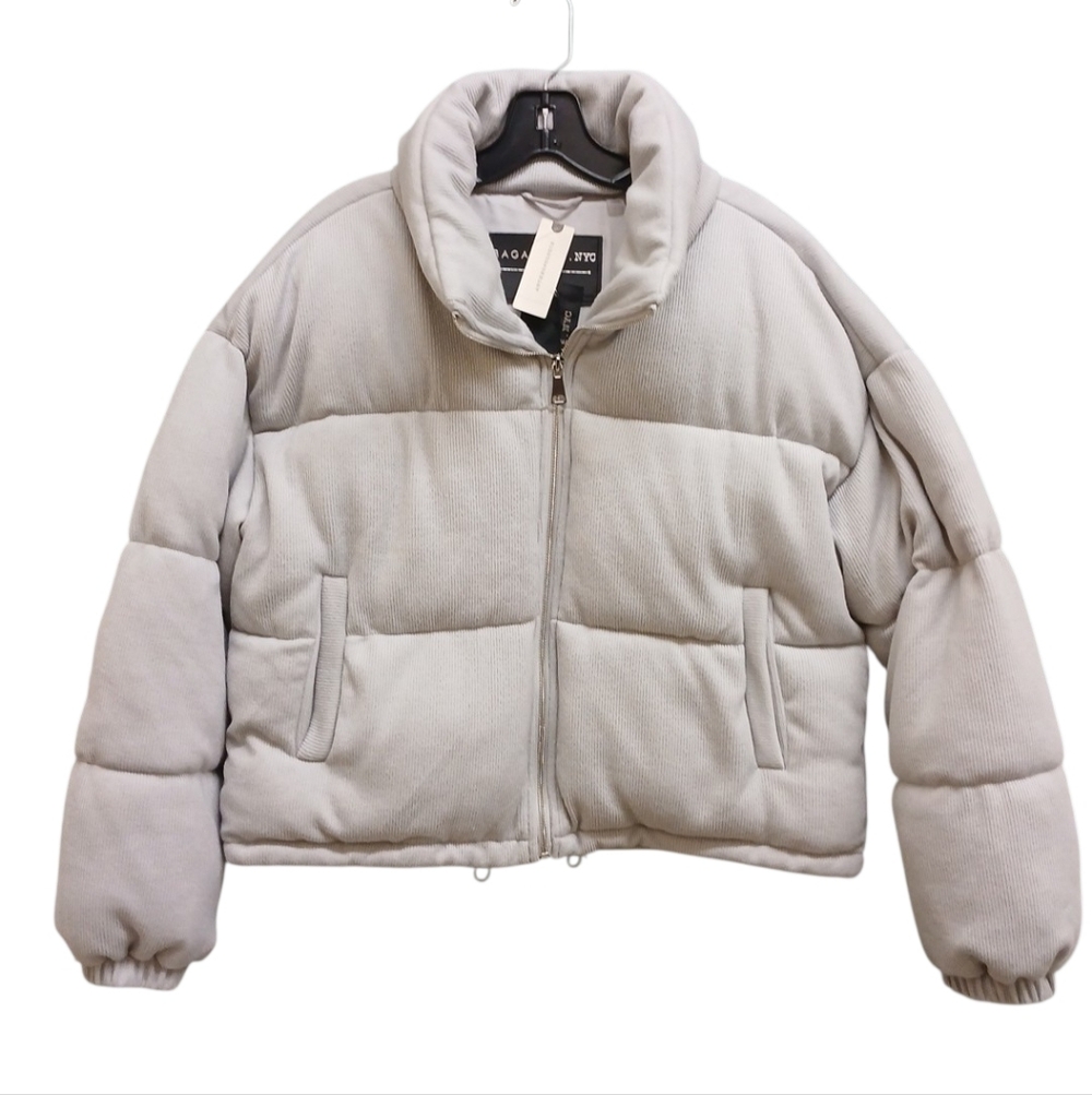 Bagatelle Anthropologie NWT Light Gray Cropped Puffer Jacket Size Large